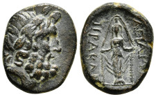 PHRYGIA. Apameia. Ae (Circa 100-50 BC). Heraklei-, son of Eglo-, eglogistes.
Obv: Head of Zeus right, wearing oak wreath.
Rev: AΠΑΜΕΩN / HPAKΛEI / EΓΛ...