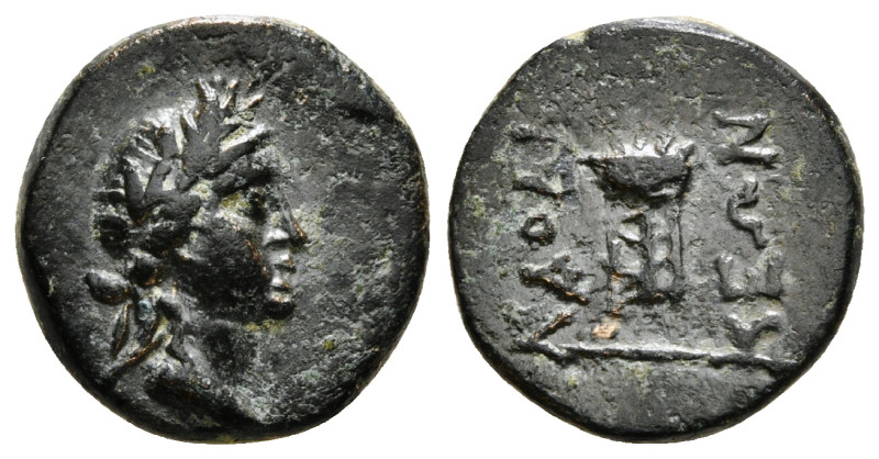 Phrygia, Laodikeia ad Lycum, Ae, Circa 133-67 BC.
Obv: Laureate head of Apollo t...
