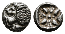 IONIA. Miletos. Diobol (6th-5th centuries BC).
Obv: Forepart of lion right, head left.
Rev: Stellate floral design within incuse square.
SNG Kayhan I ...