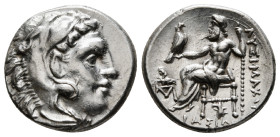 KINGS OF THRACE (Macedonian). Lysimachos (305-281 BC). Drachm. Lysimacheia.
Obv: Head of Herakles right, wearing lion skin.
Rev: ΛYΣIMAXOY / BAΣIΛEΩΣ....