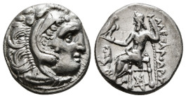 KINGS OF MACEDON. Alexander III 'the Great' (336-323 BC). Drachm. 
Obv: Head of Herakles right, wearing lion skin.
Rev: AΛΕΞΑΝΔΡΟΥ.
Zeus seated left o...