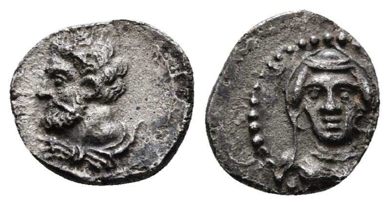 CILICIA. Uncertain. Obol (4th century BC).
Obv: Head of Herakles left, with lion...