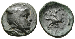 KINGS OF CAPPADOCIA. Ariarathes III, circa 230-220 BC. AE Tyana. Head of Ariarathes III to right, wearing bashlyk. Rev. [ΑΡΙ]ΑΡΑΘ - ΣΔ / TYANA Horsema...