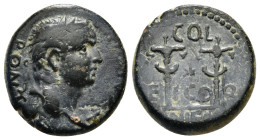 LYCAONIA. Iconium. Titus (Caesar, 69-79). Ae.
Obv: T CAES IMP PONT.
Laureate head right.
Rev: COL / E - Q / ICONIEN.
Star between two signa. 6,08 g - ...