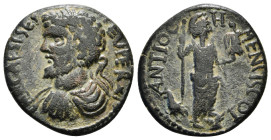 PISIDIA. Antioch. Septimius Severus (193-211). Ae. Obv: IMP CAES SEP SEV PER A. Laureate, draped and cuirassed bust left. Rev: ANTIOCH MENCIS CO. Mên ...