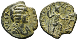PISIDIA, Parlais. Julia Domna Augusta, 193-217 AD. AE. Obv: [IVLIA] DOMNA. Draped bust of Julia Domna, right. Rev: IVL AVG COL PARLAIS. Mên standing r...