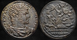 PHRYGIA, Laodicea ad Lycum. Caracalla, 198-217 AD.
Æ Medallion (45,11 g - 42,34 mm)
Obv : AV K M AV ANTΩNЄINOC. Laureate, draped and cuirassed bust ...