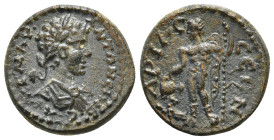 PISIDIA. Ariassus. Caracalla (198-217). Ae. Obv: AVT K M AV ANTΩNЄINOC. Laureate and draped bust right. Rev: APIACCЄΩN. Dionysos standing left, holdin...