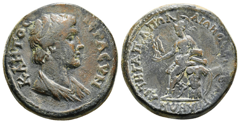 PHRYGIA, Hierapolis. temp. Elagabalus. AD 218-222. Æ Laureate and draped bust of...