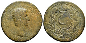ASIA MINOR. Uncertain. Augustus (27 BC-14 AD). Ae Sestertius.
Obv: AVGVSTVS.
Bare head right.
Rev: Large C A within wreath.
RPC I 2233; RIC² 501 (...