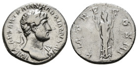HADRIAN (117-138). Denarius. Rome.
Obv: IMP CAESAR TRAIAN HADRIANVS AVG.
Laureate bust right, slight drapery.
Rev: PM TR P COS III.
Pax standing left,...