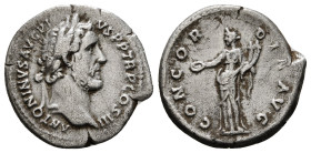 ANTONINUS PIUS (138-161). Denarius. Rome.
Obv: ANTONINVS AVG PIVS P P TR P COS III.
Bare head right.
Rev: CONCORDIA AVG. Condition :Fine 3,18 g
