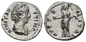 DIVA FAUSTINA I (Died 140/1). Denarius. Rome. Struck under Antoninus Pius.
Obv: DIVA FAVSTINA.
Draped bust right.
Rev: AETERNITAS.
Aeternitas (or Prov...
