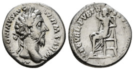 MARCUS AURELIUS (161-180). Denarius. Rome.
Obv: M ANTONINVS AVG GERM SARM.
Laureate head right.
Rev: SECVRIT PVB TR P XXX IMP VIII COS III.
Securitas ...