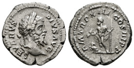 SEPTIMIUS SEVERUS (193-211). Denarius. Rome.
Obv: SEVERVS PIVS AVG.
Laureate head right.
Rev: P M TR P XIII COS III P P.
Jupiter standing left, holdin...