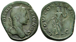 SEVERUS ALEXANDER (222-235). Sestertius. Rome.
Obv: IMP SEV ALEXANDER AVG.
Laureate bust right, with slight drapery.
Rev: IOVI CONSERVATORI / S - C.
J...