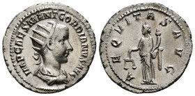 GORDIAN III (238-244). Antoninianus. Antioch.
Obv: IMP CAES M ANT GORDIANVS AVG.
Radiate, draped and cuirassed bust right.
Rev: AEQVITAS AVG.
Aequitas...