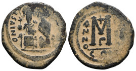 JUSTIN II, with SOPHIA (565-578). Follis. AE. Bronze. 13,38G
Artifically patinated