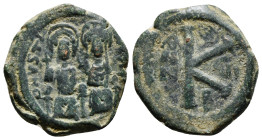 JUSTIN II, with SOPHIA (565-578). Follis. AE. Bronze. 7,91G