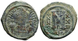 JUSTINIAN I (527-565). Follis . AE. Bronze. 17,99G