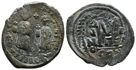 HERACLIUS with HERACLIUS CONSTANTINE (610-641). Follis AE. Bronze. 11,11G