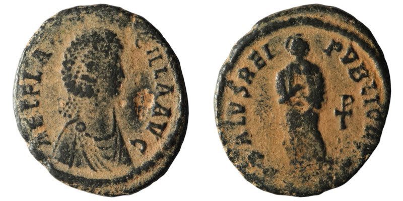 Aelia Flaccilla. ( 383-388 AD). Follis. Antioch. (25mm, 4,95g). Obv: AEL FLACCIL...