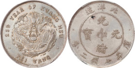 (t) CHINA. Chihli (Pei Yang). 7 Mace 2 Candareens (Dollar), Year 25 (1899). Tientsin (East Arsenal) Mint. Kuang-hsu (Guangxu). PCGS MS-63.
L&M-454; K...