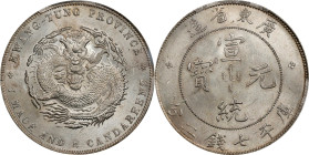 (t) CHINA. Kwangtung. 7 Mace 2 Candareens (Dollar), ND (1909-11). Kwangtung Mint. Hsuan-t'ung (Xuantong [Puyi]). PCGS MS-63.
L&M-138; K-31; KM-Y-206;...