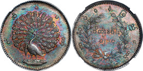 BURMA. Kyat, CS 1214 (1852). Mandalay Mint. Mindon. NGC MS-61.
KM-10. A stunning Mint State example, this tremendous representative delivers exceptio...