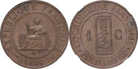 FRENCH COCHIN CHINA. Centime, 1884-A. Paris Mint. NGC MS-63 Brown.
KM-3; Lec-13. Undeniably Choice, this copper piece exhibits a stunning strike almo...