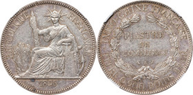 FRENCH INDO-CHINA. Piastre, 1896-A. Paris Mint. NGC MS-61.
KM-5A.1; Gad-35; Lec-278. A lovely Mint State exemplar of the date. Crisp, lustrous, and s...