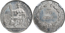 FRENCH INDO-CHINA. Nickel 20 Centimes Essai (Pattern), 1937. Paris Mint. NGC MS-66.
KM-E31; Lec-232A. Reeded edge variety. A stunningly beautiful Ess...