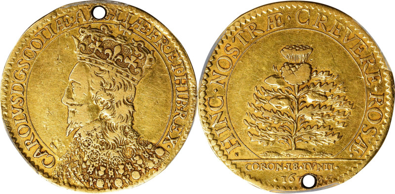 GREAT BRITAIN. Charles I Scottish Coronation at St. Giles's Gold Medal, 1633. PC...