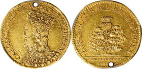 GREAT BRITAIN. Charles I Scottish Coronation at St. Giles's Gold Medal, 1633. PCGS Genuine--Holed, VF Details.
MI-266/60; Eimer-123. By N. Briot. Dia...