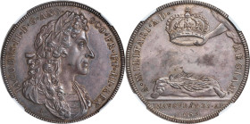 GREAT BRITAIN. James II Coronation Silver Medal, 1685. NGC MS-63.
MI-605/5; Eimer-273. Mintage: 800. By J. Roettiers. Obverse: Laureate and draped bu...