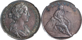 GREAT BRITAIN. Mary of Modena Coronation Silver Medal, ND (1685). NGC MS-62.
MI-606/7; Eimer-274. By J. Roettiers. Mintage: 400. Obverse: Laureate an...