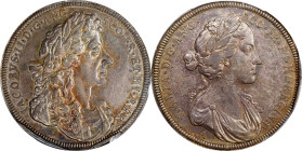GREAT BRITAIN. James II & Mary of Modena Coronation Silver Medal, ND (1685). London Mint. PCGS AU-50.
MI-606/8; cf. Eimer-273/274 (muling of the two ...