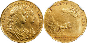 GREAT BRITAIN. William III & Mary II Coronation Gold Medal, 1689. London Mint. NGC AU Details--Removed from Jewelry.
MI-662/25; Eimer-312A. By J. Roe...