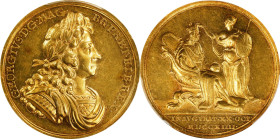 GREAT BRITAIN. George I Coronation Gold Medal, 1714. London Mint. PCGS SPECIMEN-58.
MI-424/9; Eimer-470. By J. Croker. Mintage: 330. Diameter: 35mm; ...