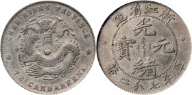 (t) CHINA. Chekiang. 7.2 Candareens (10 Cents), ND (1898-99). Hangchow Mint. Kuang-hsu (Guangxu). PCGS Genuine.
L&M-285; K-122; KM-Y-52.4; WS-1022.
...