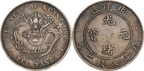(t) CHINA. Chihli (Pei Yang). 7 Mace 2 Candareens (Dollar), Year 34 (1908). Tientsin Mint. Kuang-hsu (Guangxu). PCGS Genuine--Harshly Cleaned, EF Deta...