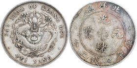 (t) CHINA. Chihli (Pei Yang). 7 Mace 2 Candareens (Dollar), Year 34 (1908). Tientsin Mint. Kuang-hsu (Guangxu). PCGS EF-40.
L&M-465D; cf. K-208 (for ...