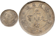 (t) CHINA. Fukien. 3.6 Candareens (5 Cents), ND (1894-1908). Fukien Mint. Kuang-hsu (Guangxu). PCGS MS-62.
L&M-294; K-127; KM-Y-102.1; WS-1034.

福建...