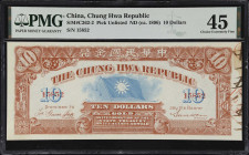 (t) CHINA--MISCELLANEOUS. Chung Hwa Republic. 10 Dollars, ND (ca. 1896). P-Unlisted. PMG Choice Extremely Fine 45.
Serial number 15852. Brown and blu...