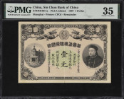 (t) CHINA--EMPIRE. Sin Chun Bank of China. 1 Dollar, 1907. P-Unlisted. Remainder. PMG Choice Very Fine 35.
Shanghai, remainder without serial numbers...