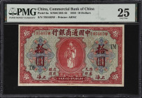 (t) CHINA--REPUBLIC. Commercial Bank of China. 10 Dollars, 1920. P-6a. PMG Very Fine 25.
Shanghai, serial number T05465W. Red, God of Wealth at centr...