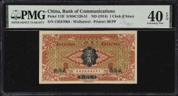 (t) CHINA--REPUBLIC. Bank of Communications. 1 Choh (Chiao), ND (1914). P-113g. PMG Extremely Fine 40 EPQ.
Weihaiwei over Harbin, serial number C0257...