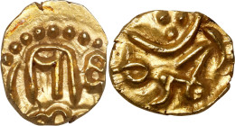 INDONESIA. Sumatra. Sultans of Aceh. 1/2 Kupang, ND (1270-95). Ahmad I. PCGS MS-64.
Leyten-SP1a.

1270-95年印尼亞齊蘇丹1/2古邦金幣。

Estimate: $150.00- $300...
