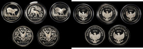 INDONESIA. Quintet of Rupiah (5 Pieces), 1974 & 1987. Average Grade: PROOF.
Wildlife Conservation series. 1-2) 10000 Rupiah, 1987. KM-45. Wild pig. 3...