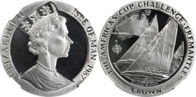 ISLE OF MAN. Palladium Crown, 1987. Elizabeth II. NGC PROOF-69 Ultra Cameo.
KM-179c. Mintage: 1,000. APdW: 0.999 oz. America's Cup Challenge. 

198...